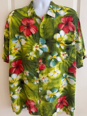 Jams World Men’s Hawaiian Aloha Short Sleeve Shirt, XL, “Puanani Green”, Classic